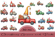 Christmas Gnome and Truck Clipart, an Illustration by CrexoraLab (Thumbnail 1 of 5)
