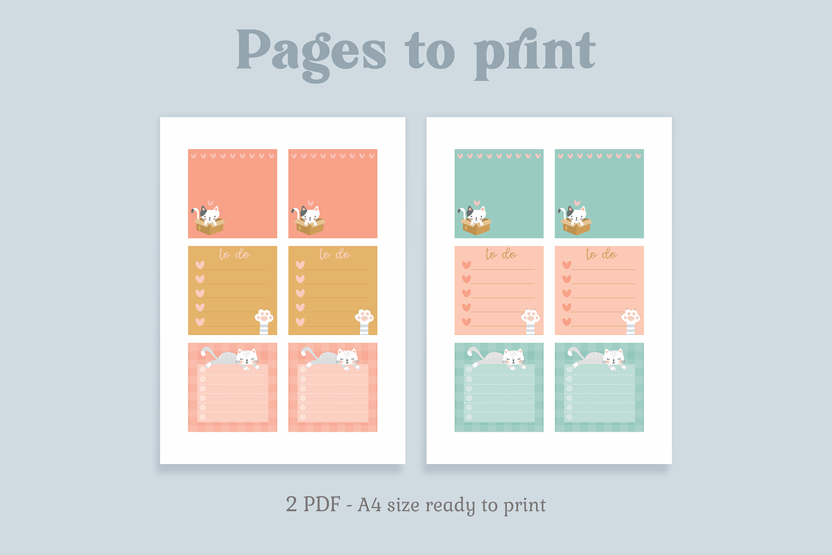 Cute Cats Printable Notepad Set, a Graphic by Nina Bered Illustration (Photo 2 of 3)