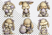 Baby Bunny Easter Clipart Bundle, an Illustration by SVGArt (Thumbnail 5 of 8)