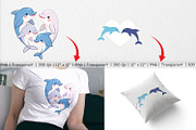 Clipart Love Dolphin, a Graphic by Artnoy (Thumbnail 3 of 5)