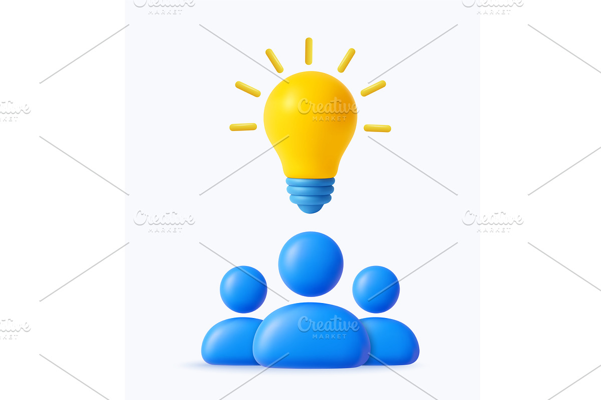 3D Team Collaboration with Creative, a Person Illustration by ModVector