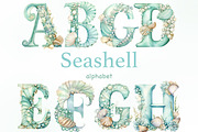Seashell Alphabet | Pearl Clipart, an Animal Illustration by GlamArtZhanna (Thumbnail 1 of 5)
