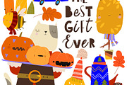 Cartoon Set With Cat, Pumpkins and, an Animal Illustration by Maria Starus (Thumbnail 2 of 3)