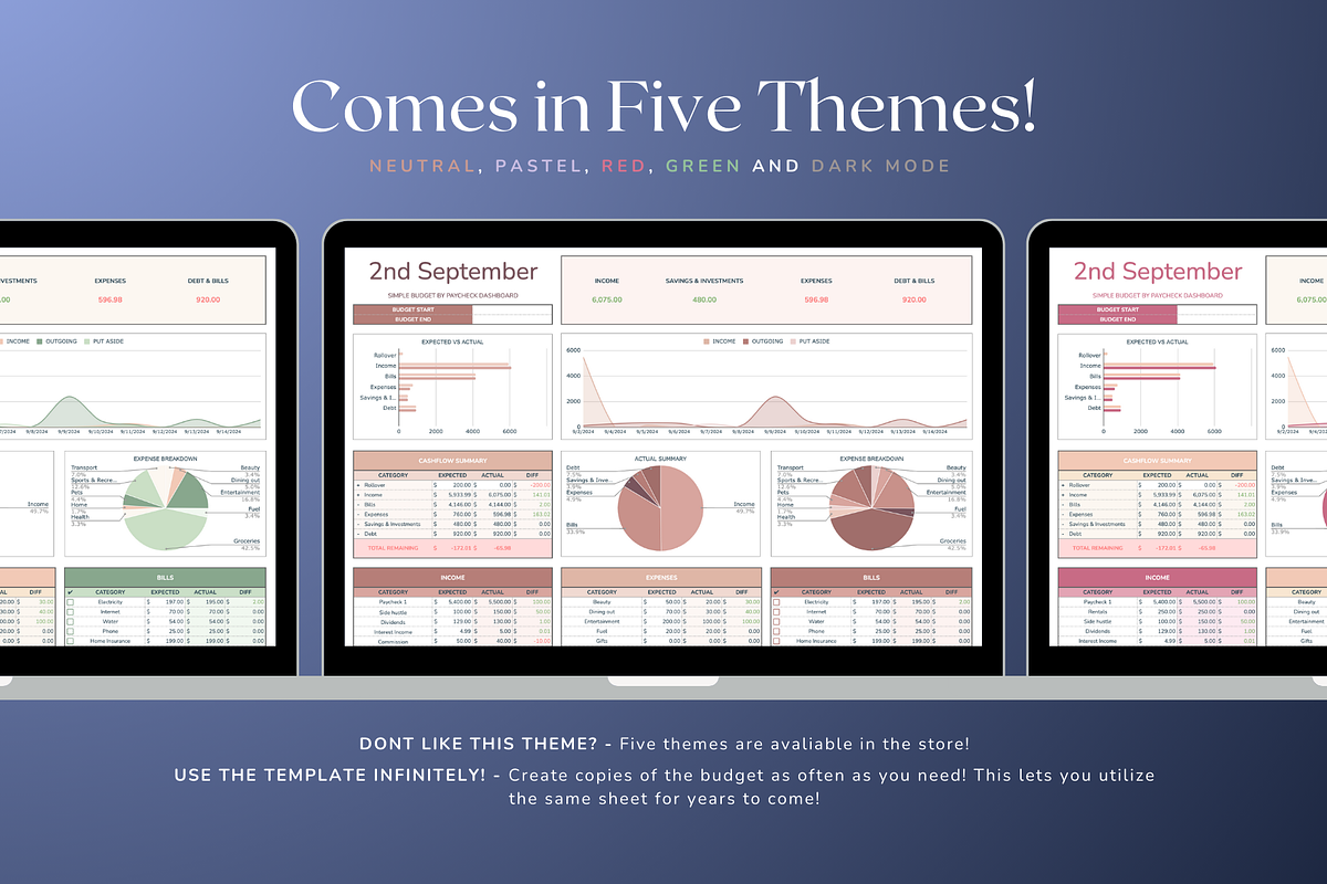 Simple Paycheck Budget - Darkmode, a Templates & Theme by The Creative Plans co (Photo 2 of 10)