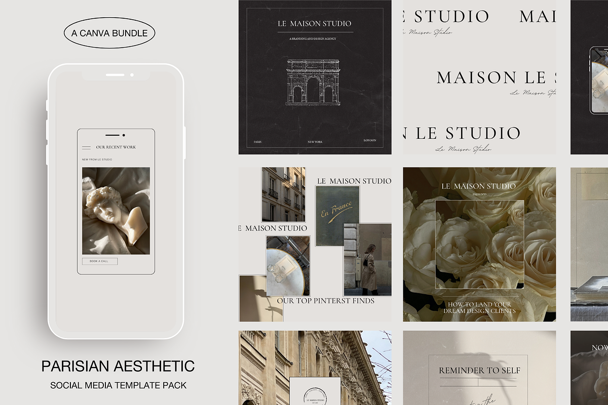 Parisian Canva Social Media Template, a Social Media Template by Le Maison Bohem (Photo 1 of 11)