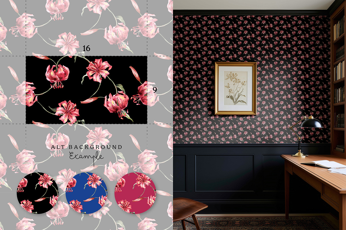 Lily Seamless Pattern Set, a Pattern Graphic by Momosama Studio (Photo 4 of 5)