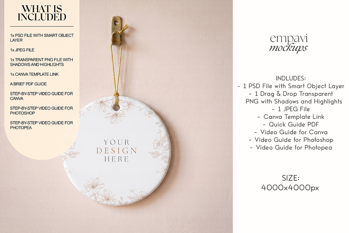 Round Ceramic Ornament Mockup, a Household Mockup by EmpaviMockups (Photo 2 of 6)
