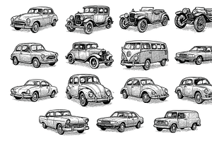 Vintage Car Collection, an Object Graphic by nikagraphic