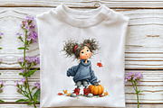 Whimsical Autumn Girl PNG Clipart, a Seasonal Illustration by OK Design (Thumbnail 5 of 6)
