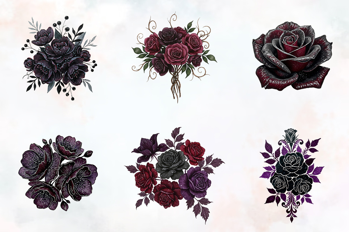 Dark Moody Gothic Flower Clipart, an Illustration by RobertsArt (Photo 5 of 7)