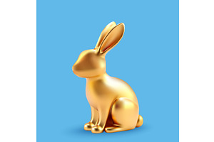3d decorative gold rabbits for, an Animal Illustration by ModVector