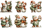 Winter Santa-Snowman Clipart, an Illustration by CraftArtStudio (Thumbnail 2 of 6)