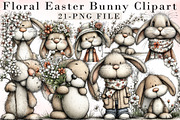 Floral Easter Bunny Clipart, an Illustration by Libby Wishes (Thumbnail 1 of 7)