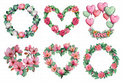 Valentine Wreath Watercolor Clipart, an Illustration by Daily.Designs (Thumbnail 3 of 5)