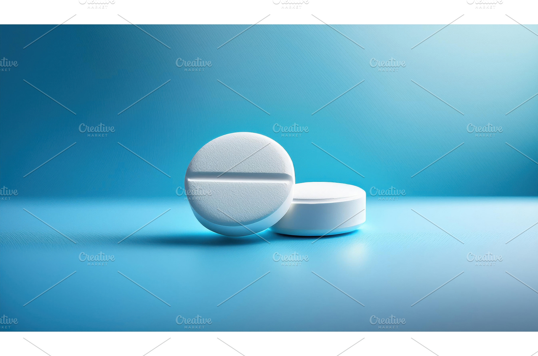 Two white tablets on a sleek blue, a Health & Medical Photo by Igor Tichonow