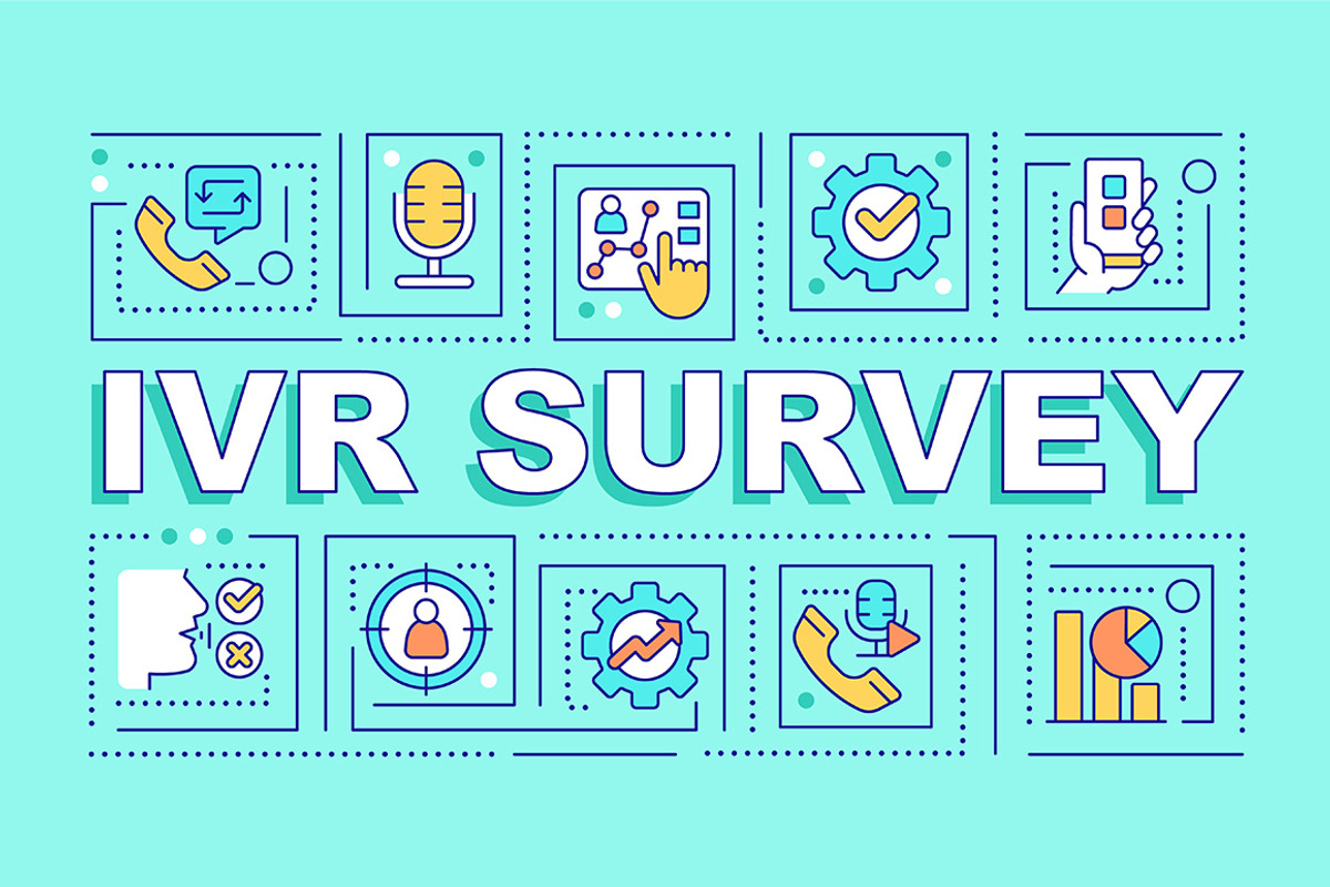 IVR survey word concepts blue banner, a Templates & Theme by IMG Visuals