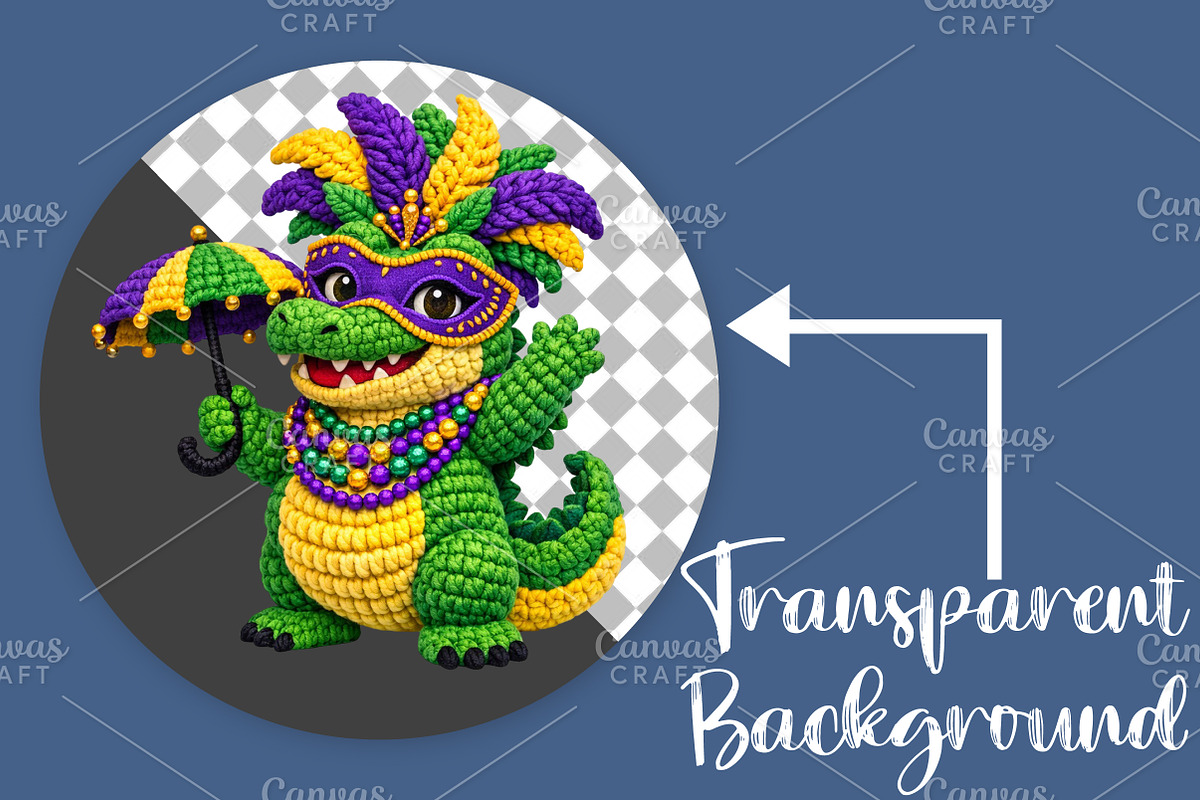 Crochet Mardi Gras Crocodile PNG, an Illustration by Canvas Craft (Photo 2 of 6)