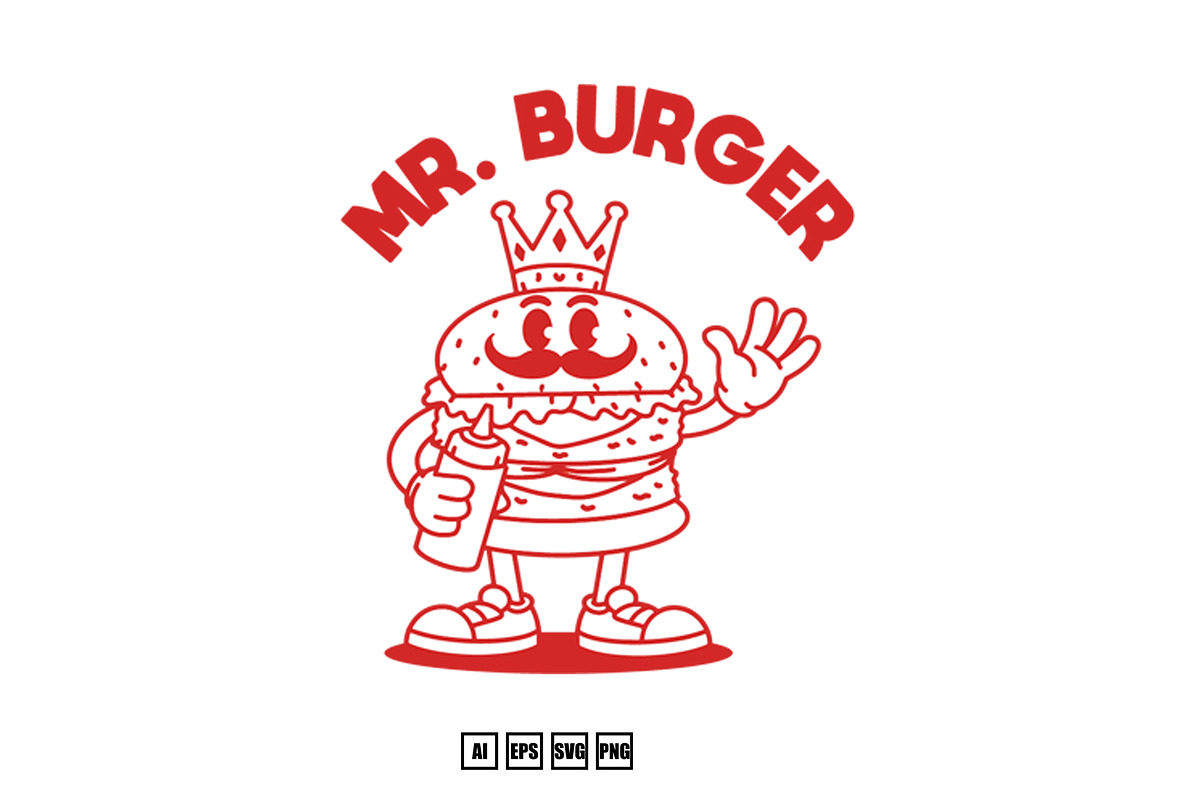 Set Line Art Vector Mascot Burger, an Illustration by kalehstudio (Photo 3 of 5)