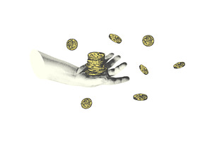 Collage with halftone-style hand, an Illustration by Zimages