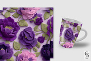 Purple Flowers Embroidery Background, a Pattern Graphic by Creative Store (Thumbnail 2 of 5)