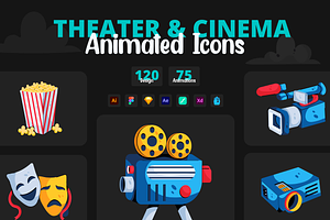 Theater and Cinema Icon Set, a Duotone Icon by Prosymbols