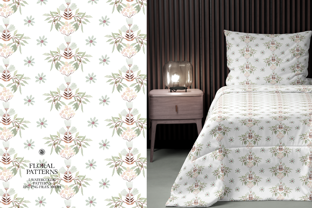 Floral Watercolor Patterns Set, a Pattern Graphic by Webvilla Studio (Photo 7 of 9)