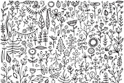Set of hand-drawn floral elements, a Decorative Illustration by Elena Paletskaya (Thumbnail 3 of 5)
