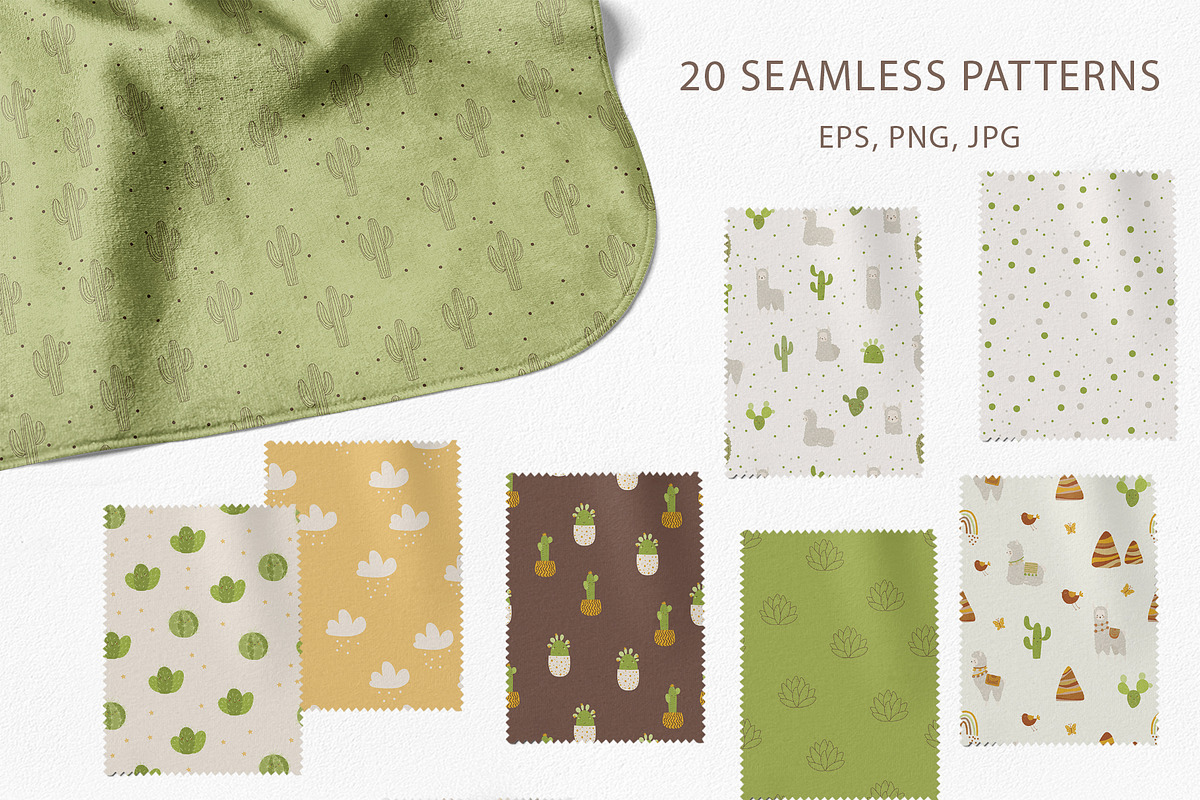 Llamas & Cactus clipart and patterns, an Animal Illustration by polikarpovaart (Photo 7 of 11)