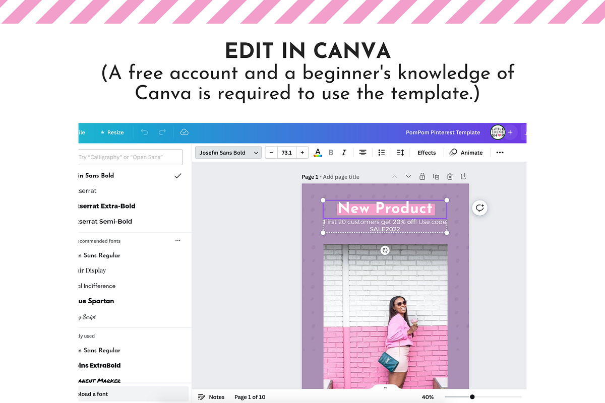Pink Pinterest Templates for Canva, a Social Media Template by ltsdesigns (Photo 3 of 3)