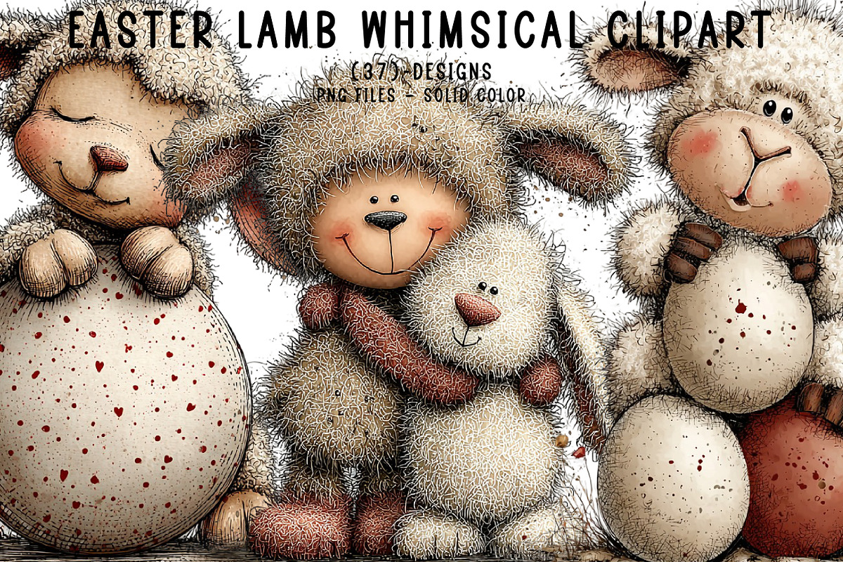 Easter Lamb Whimsical Clipart, an Illustration by CreationArt (Photo 1 of 7)