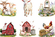 Watercolor Farm Animals Clipart Set, an Illustration by Designking (Thumbnail 3 of 5)