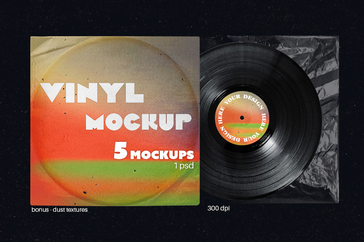Retro music packaging mockup, a Packaging Mockup by MixedArt (Photo 1 of 8)