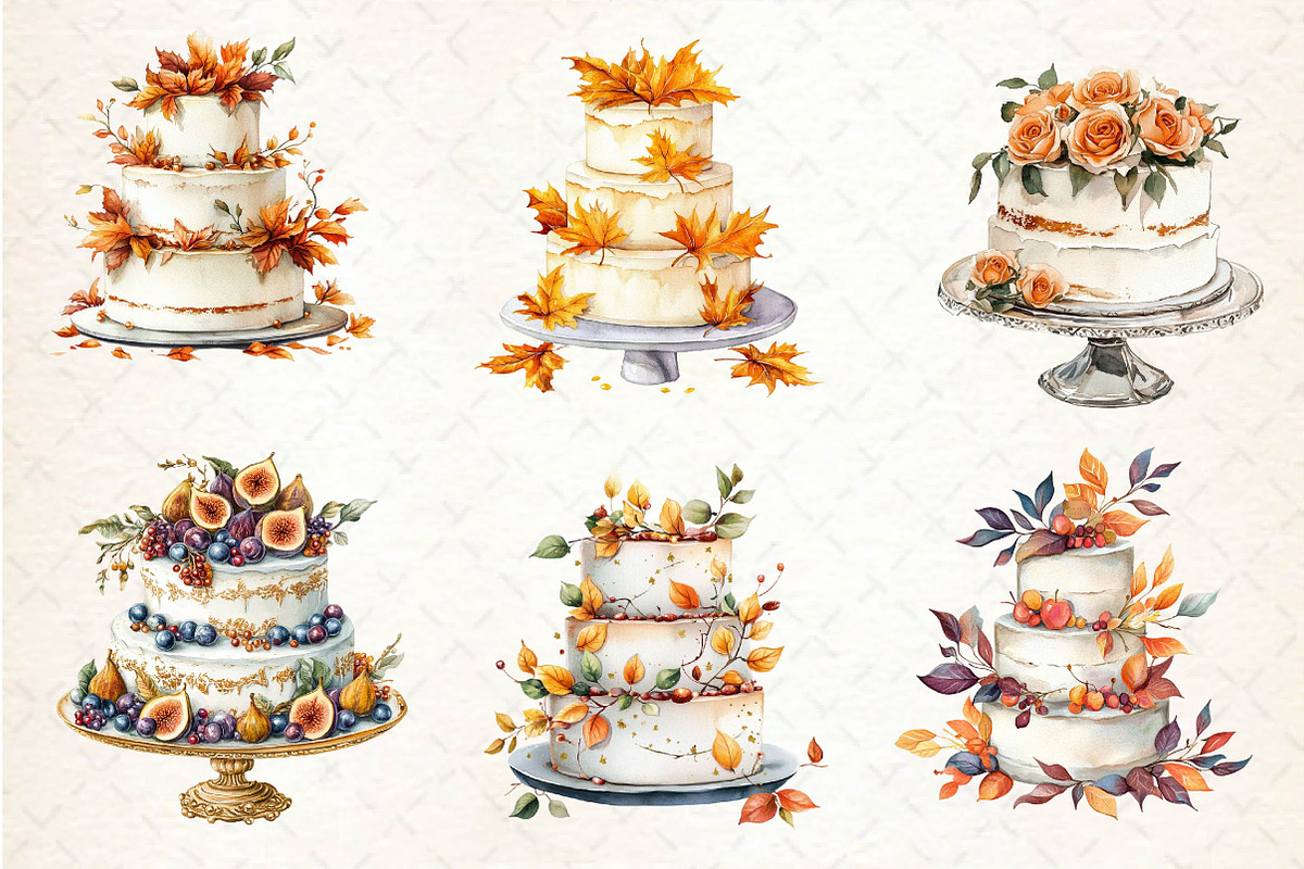 Autumn Wedding Cake Clipart, an Illustration by Dream Creation (Photo 3 of 6)