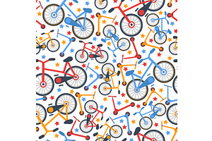 Multicolored bikes seamless pattern, a Transportation Illustration by Vectorbuum