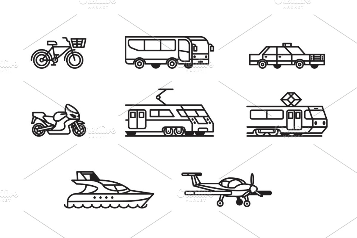 Passenger transport. Icons set, a Transportation Illustration by WINS Doodle shop (Photo 6 of 10)
