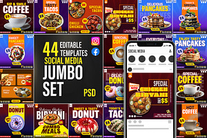 Food Promo Social Media Bundle PSD, a Social Media Template by Allies Interactive