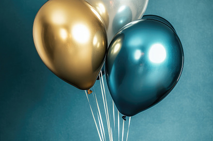 Blue, Gold, and Silver Balloons, a Background Photo by Virgo Studio