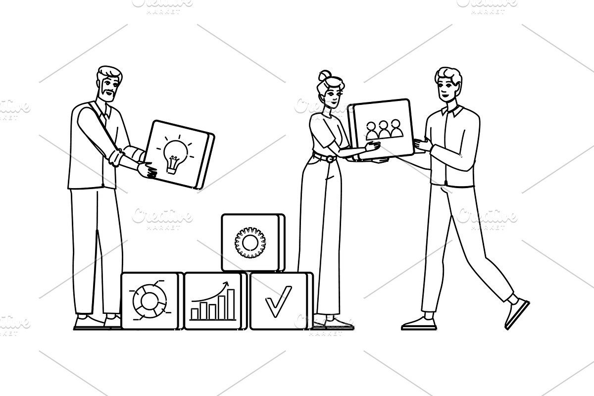 digital knowledge management vector, a Person Illustration by pikepicture