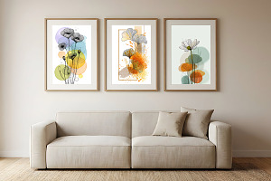 Minimal Abstract Floral Line Art, a Poster Template by Pixeness Studio