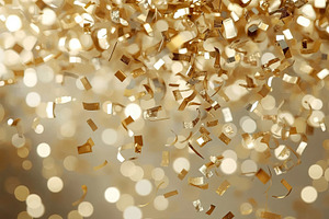 Gold confetti pieces, an Illustration by wavebreak