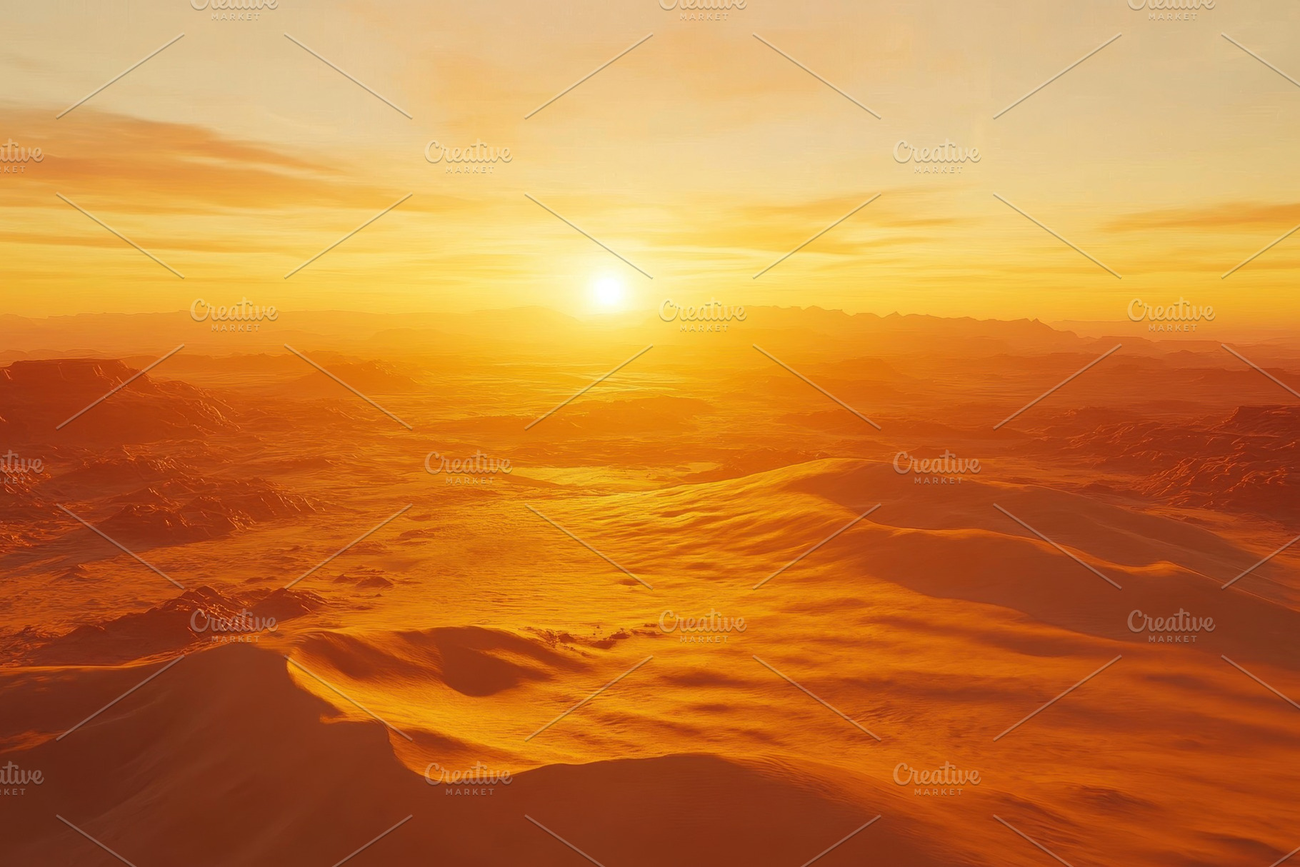 Stunning Sunset Over Vast Desert Lan, a Photo by Tanuart