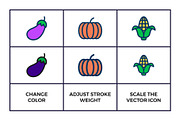 Fruit and Vegetables Line Icons, an Outline Icon by Abstracto-Create (Thumbnail 2 of 7)