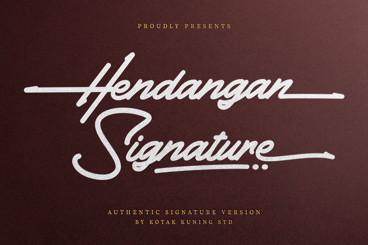 Hendangan Signature Font, a Script Font by Kotak Kuning Studio (Photo 1 of 10)