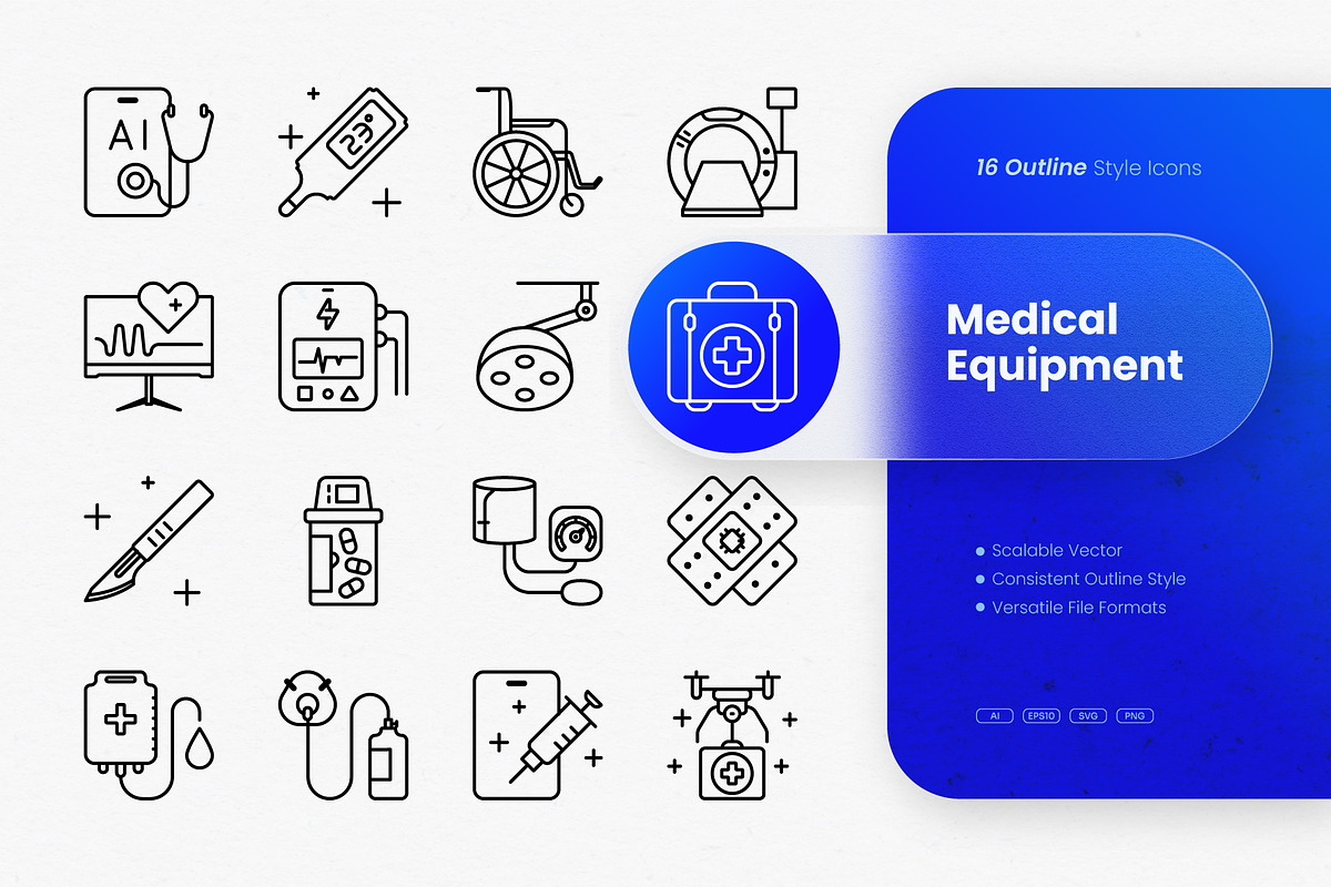 Medical Equipment Outline Icons, an Icon by cidcud_graphic
