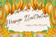 Botanical Style Mango Illustration, a Food Illustration by Milla_Zelenyuk_art (Thumbnail 1 of 5)