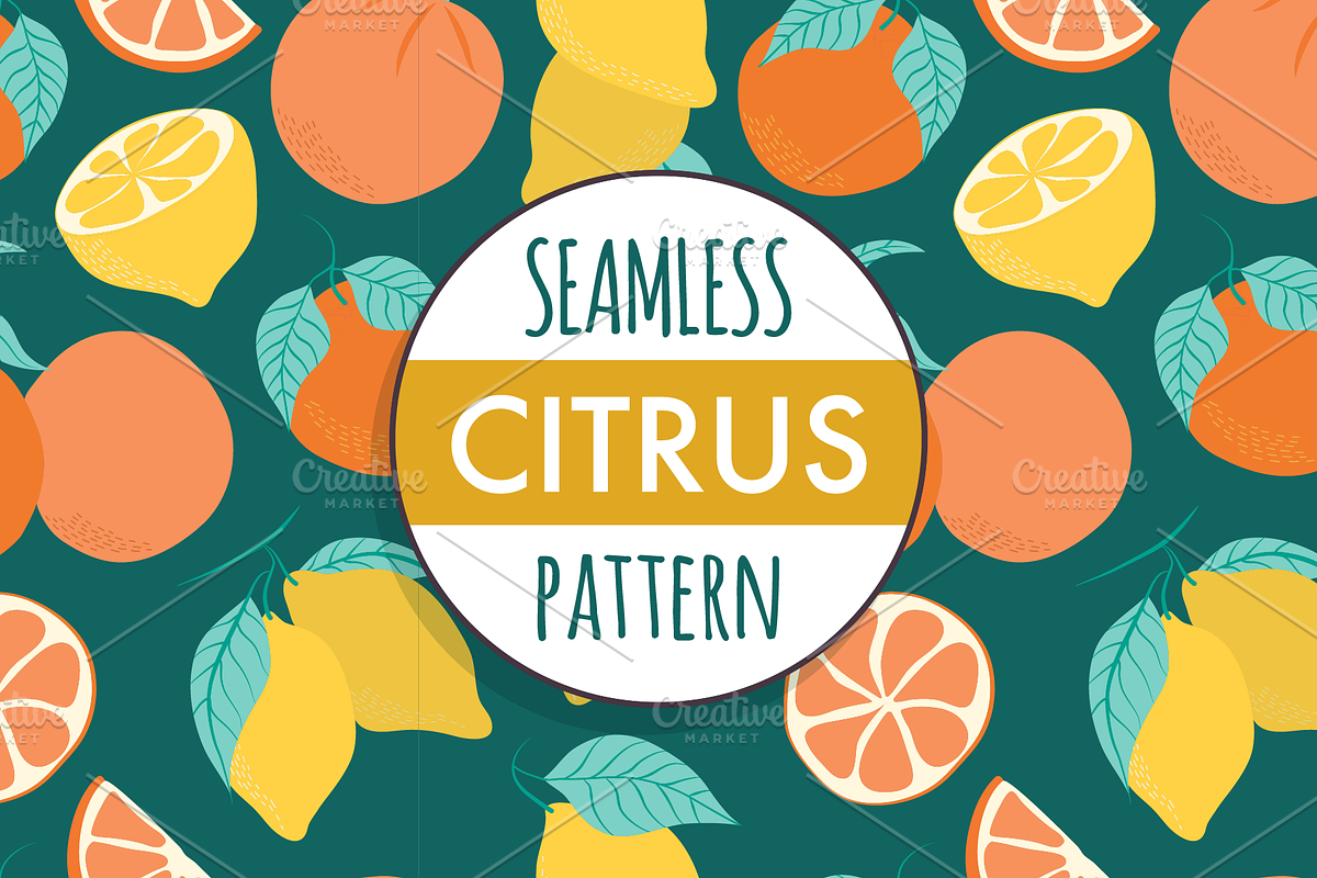 Seamless citrus pattern., a Pattern Graphic by Queen of Infographics (Photo 1 of 2)