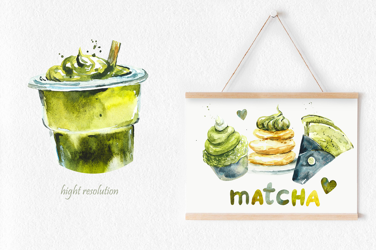 Watercolor Matcha, a Food Illustration by Budogoshch (Photo 4 of 6)