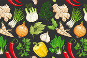 Vector vegetable pattern with herbs, a Pattern Graphic by Primula`s shop (Thumbnail 3 of 3)