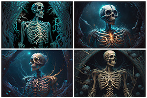 12 Surreal Skeleton Illustrations 6K