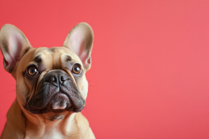 Cute French Bulldog with curious expression against pink backgro, an Animal Photo by José Manuel Gelpi